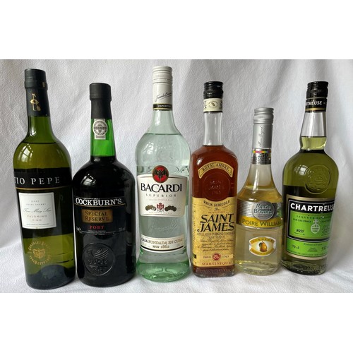 71 - Mixed Lot of Spirits (6)
Cockburn's Special Reserve Port (1L 20%)
Bacardi (1L 37.5%)
Tio Pepe Palomi... 