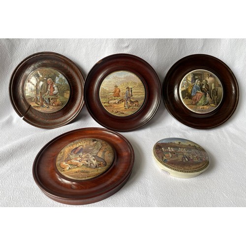 26 - Five Framed Pratt Pot Lids and another unframed (5)