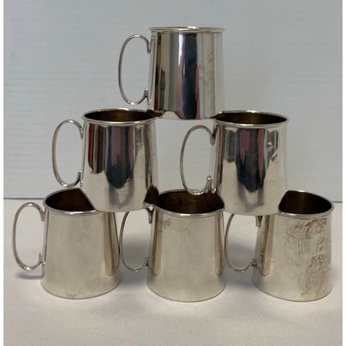 54 - A Set of Six Miniture Sterling Silver Tankards marked Birmingham 1923 made by Levi & Salaman with a ... 