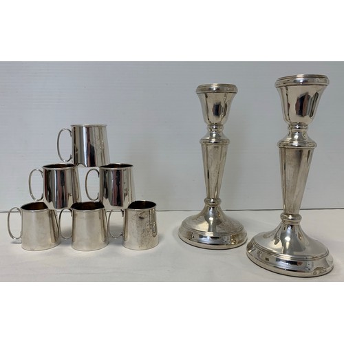 54 - A Set of Six Miniture Sterling Silver Tankards marked Birmingham 1923 made by Levi & Salaman with a ... 