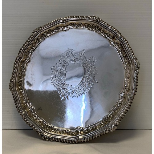 56 - A Sterling Silver Salver (approx. 20cm) marked London 1898 by Josiah Williams & Co  (344g) with othe... 