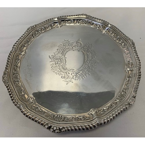 56 - A Sterling Silver Salver (approx. 20cm) marked London 1898 by Josiah Williams & Co  (344g) with othe... 