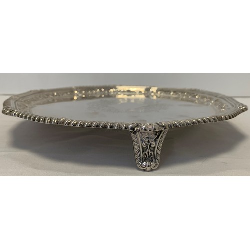 56 - A Sterling Silver Salver (approx. 20cm) marked London 1898 by Josiah Williams & Co  (344g) with othe... 