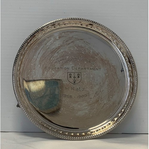 56 - A Sterling Silver Salver (approx. 20cm) marked London 1898 by Josiah Williams & Co  (344g) with othe... 