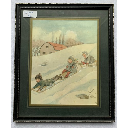 20 - Unusual Framed Print after Enid Blyton Book Artwork 
with EB in bottom corner
c.24cm x 18.5cm (c.32c... 