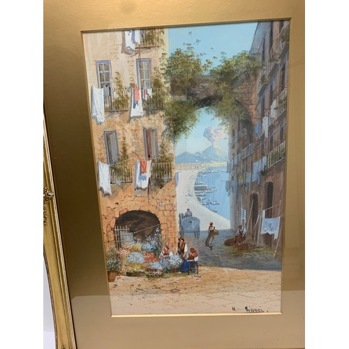 12 - Y. GIANNI (Italian 19th/20th Century), 'Naples street scene with various figures', a pair, watercolo... 