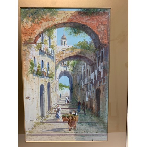 12 - Y. GIANNI (Italian 19th/20th Century), 'Naples street scene with various figures', a pair, watercolo... 