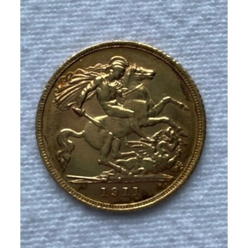 60 - 1911 George V Half Sovereign. 3.98g.