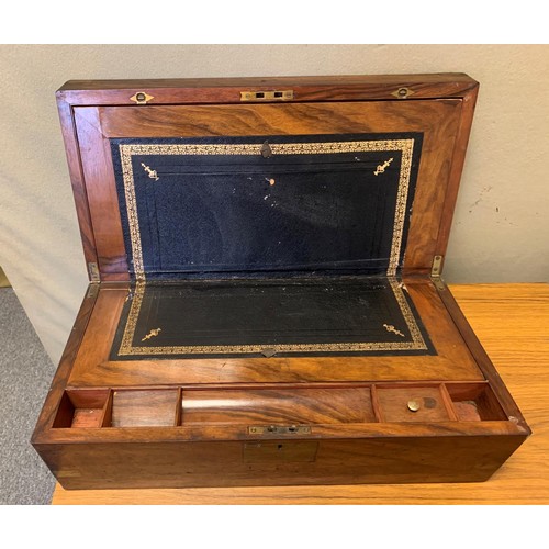 27A - Large Victorian mahogany writing slope. 19¾ ins. x 10 ins. x 7 ins. Brass plate inscribed John Train... 