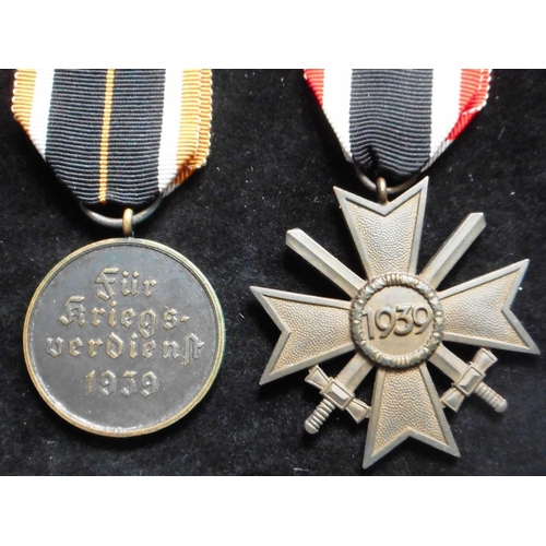 19 - WW II War Merit Cross with swords & War Merit Medal. (2)