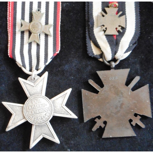 73 - (2) WW I Prussian Cross of Merit for War Aid, in silver, 1916.; Cross of Honour with swords (Combatt... 