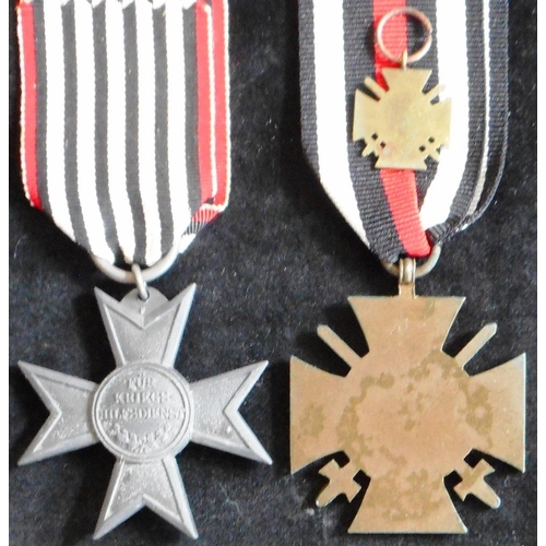 74 - (2) WW I Prussian Cross of Merit for War Aid 1916.; Cross of Honour with swords (Combattants) 1914-1... 