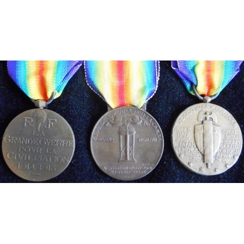 130 - WW I Victory Medals (Allies) (3) France, Italy & U.S.A..