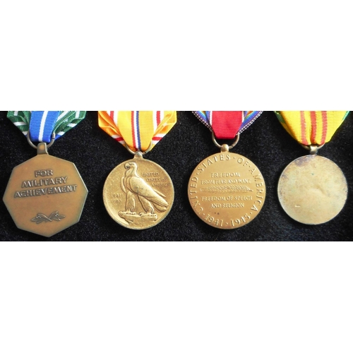 131 - U.S.A. (4) WW II medals. ‘For Military Achievement’, Asiatic Pacific Campaign, WW II Victory Medal. ... 