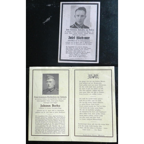 207 - Small collection of WW II German remembrance cards for fallen German soldiers.