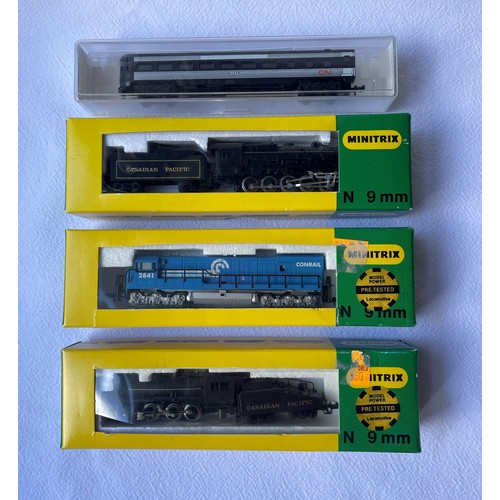 120 - A Collection of 3 Boxed  Minitrix N Gauge Locomotives and   passenger Carriage
Models shown on boxes... 