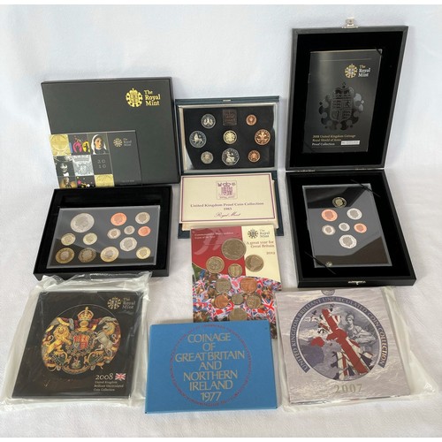 252 - Seven Sets of UK Proof and Commemorative Coin Sets (7). 
2008 Proof Collection in Presentation Case ... 