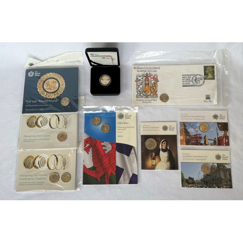 250 - A Collection of Uncirculated £1 & £2 Coins (10)
Including 
1 x 2017 £1 Silver Proof Coin, Boxed with... 