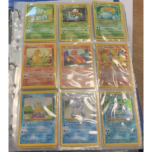 153 - Folder of First Generation Pokemon Cards w/Base, Fossil & Jungle part sets + holos - inc Charizard h... 