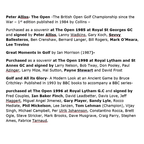 152 - Golf Interest: 7 Autographed Hardbacks with players autographes from 1983/1985/1998/1996/1991 Open