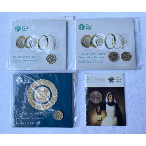 250 - A Collection of Uncirculated £1 & £2 Coins (10)
Including 
1 x 2017 £1 Silver Proof Coin, Boxed with... 