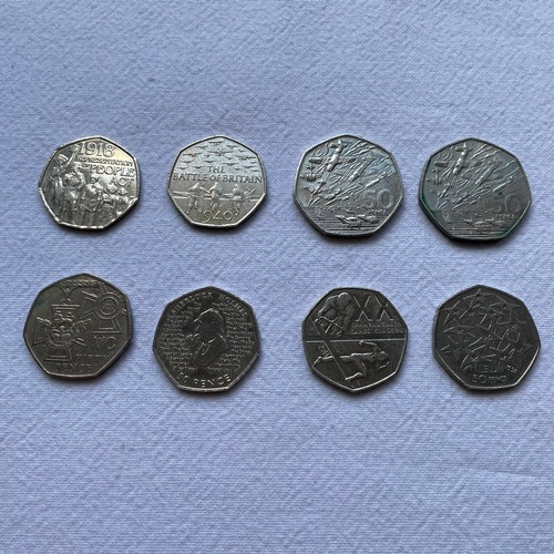 256 - 8 x Assorted Commemorative 50p Coins.
Including  2 x 1994 Coins, Battle of Britain, Glasgow Commonwe... 