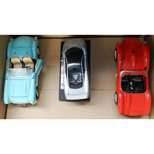 107 - Box of 9 larger scale car models.