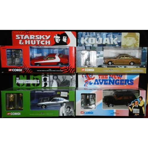 21 - Corgi Classics. (4) 57604 The New Avengers – Steed’s Range Rover with figure.; 57403 Kojak – Buick w... 