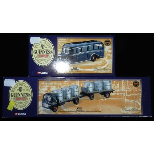 3 - Corgi. Guinness. (2)  24901 Leyland Beaver with trailer & tanks.; 33804 Bedford OB coach. Both boxed... 