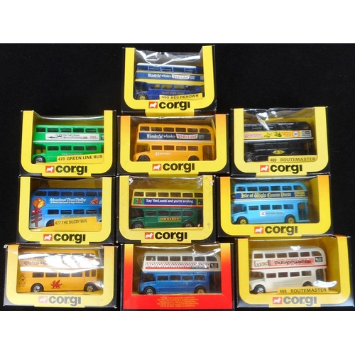 57 - Corgi. (10) Various buses. Boxed.