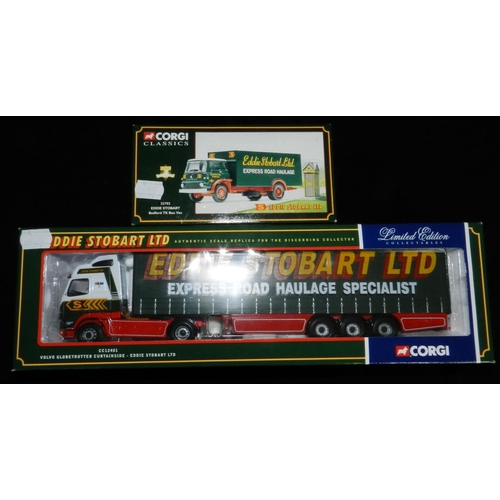 6 - Corgi. Eddie Stobart. (2) CC 12401 Volvo curtainside. ; 22702 Bedford TK box van. Both boxed new.