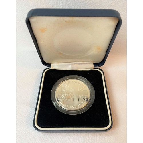 254 - A Commemorative Falklands Liberation Coin 14th June 1982 in Case, and others inc The Millennium Coin... 