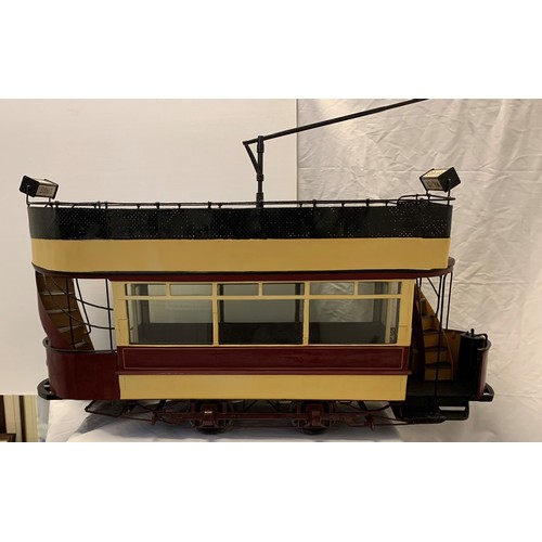 1 - Large scratch built model of a Liverpool tram, probably pre-1930 type, summer model. Destination boa... 