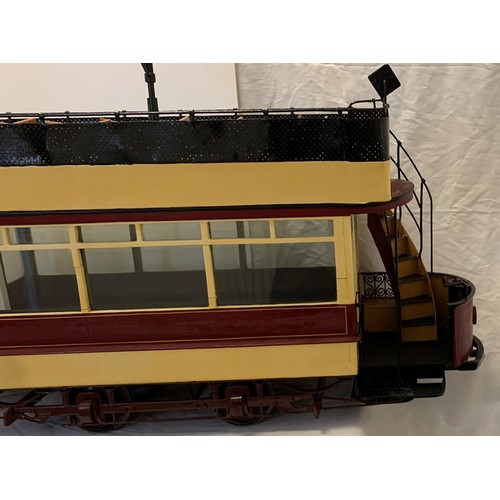 1 - Large scratch built model of a Liverpool tram, probably pre-1930 type, summer model. Destination boa... 