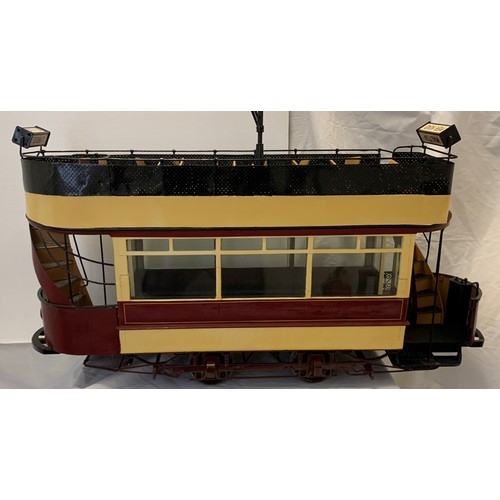 1 - Large scratch built model of a Liverpool tram, probably pre-1930 type, summer model. Destination boa... 