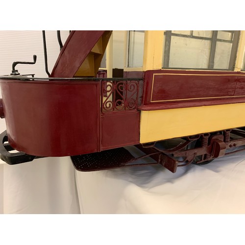 1 - Large scratch built model of a Liverpool tram, probably pre-1930 type, summer model. Destination boa... 