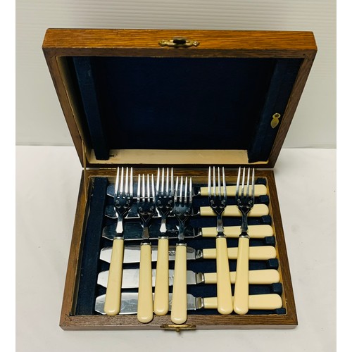 17 - A Collection of Silver Plate 
including 2 oak cased sets of fish knives and forks for six setting, t... 