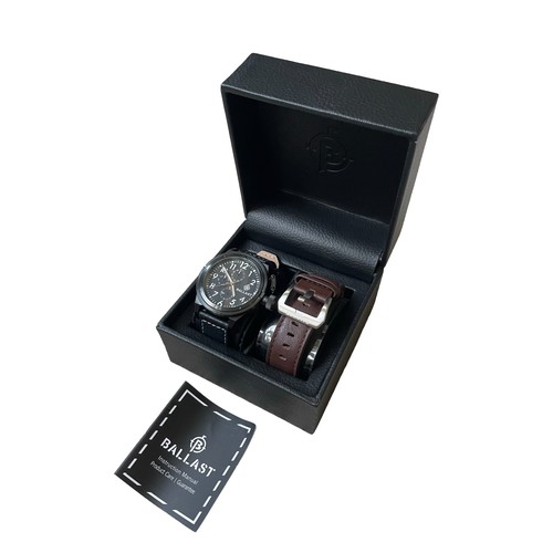 75 - A Ballast Gents Wristwatch on Black Leather Strap with Additional Brown Leather Strap. In Original B... 