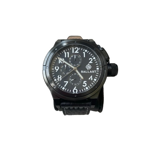 75 - A Ballast Gents Wristwatch on Black Leather Strap with Additional Brown Leather Strap. In Original B... 