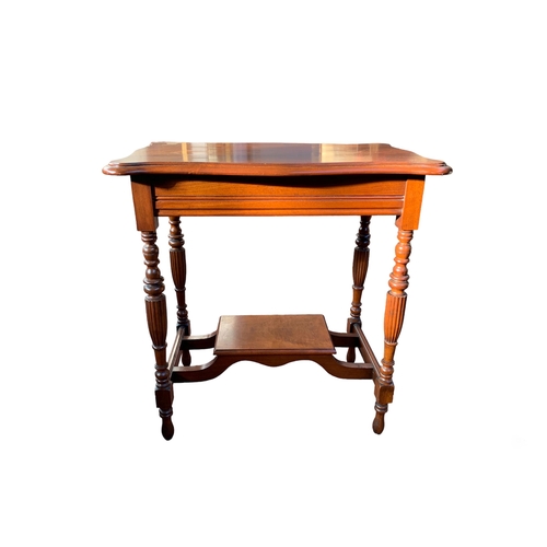 172 - Edwardian Mahogany Table with Ear Piece Corners & Under Platform