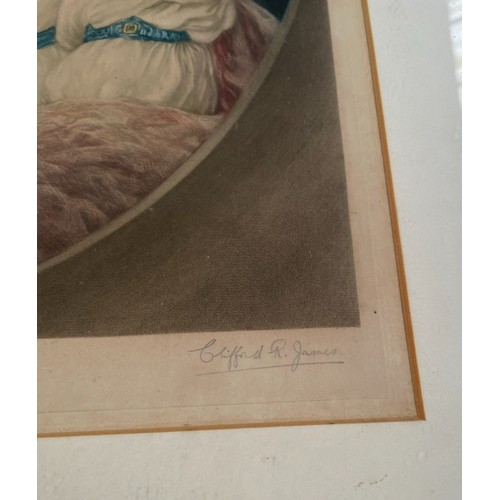 186 - Two Framed Prints. A Half Length Portrait of A Classical Female By Clifford R James & Another Framed... 