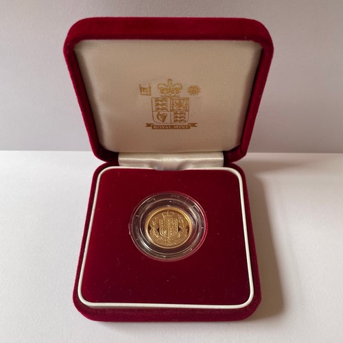 115 - 2002 UK Gold Proof Half Sovereign 
Jubilee Shield Back  
Certificate of authenticity No:01828 
mint ... 