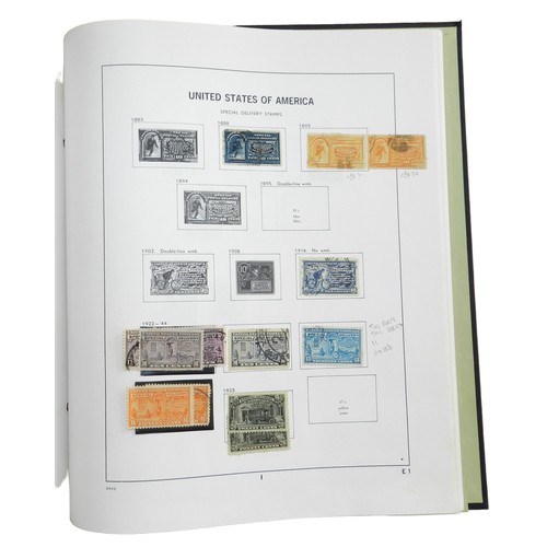 79 - An American stamp album with many older stamps within, also five other ‘schoolboy’ albums (6)