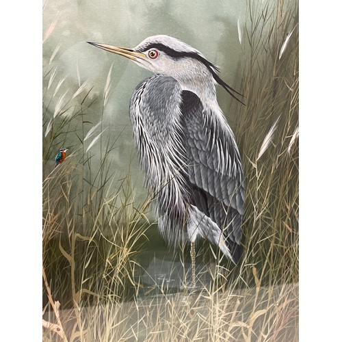 190 - Michael James Yule - Framed Watercolour 'Herons', signed Michael James Yule 1982, with details of th... 