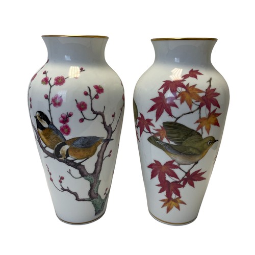 94 - A Pair of 'The Heralds of Spring' Vases with Certificate of Authenticity. Designed by Ryu Okazaki