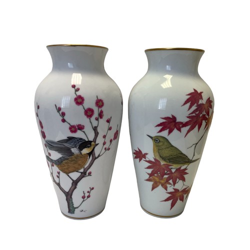 94 - A Pair of 'The Heralds of Spring' Vases with Certificate of Authenticity. Designed by Ryu Okazaki