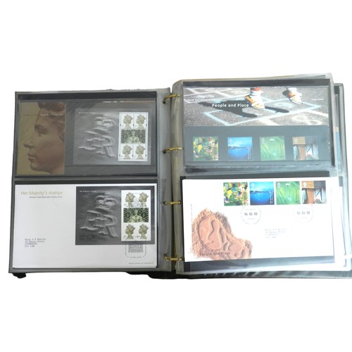 79A - Stamps. Album of 57 First Day Covers, presentation pack of stamps, block of 25 Princess Diana stamps... 