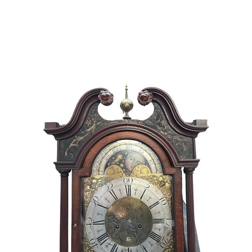 264 - JOHN SMITH, CHESTER, EIGHTEENTH CENTURY MAHOGANY CROSSBANDED OAK LONGCASE CLOCK WITH ROLLING MOON PH... 