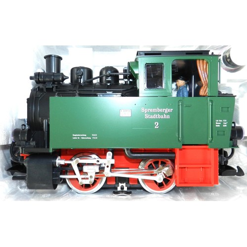 10 - LGB G gauge 21761 0-4-0 loco. 2, green/red/black, Spremberger Stadtbahn. Boxed new.