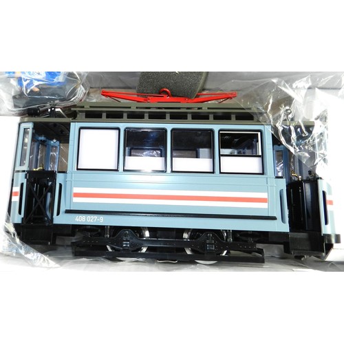 14 - LGB G gauge 22355 Trolley work car set. Boxed new, slightly marked box. With un-boxed platform unit.